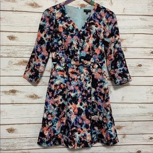The Limited Floral V neck long sleeve dress